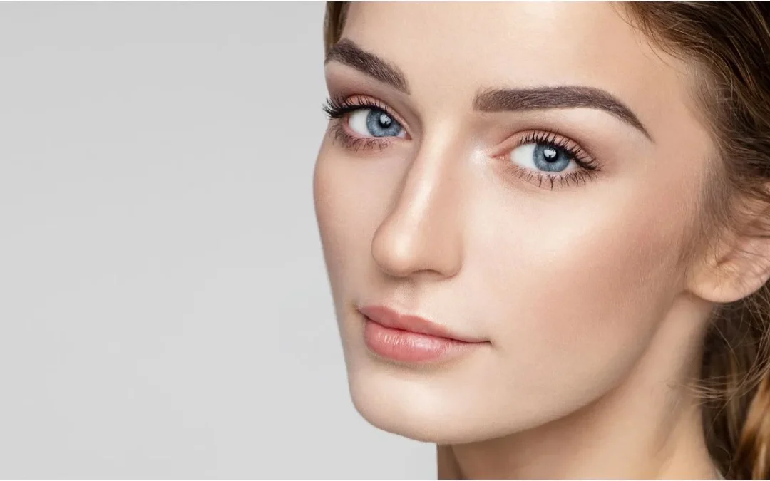 Beauty portrait of female face with natural clean skin